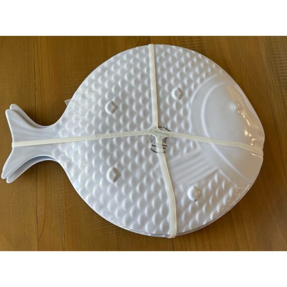 12 Coastal Breeze Fish Shaped Melamine Lunch Dinner Snack Plates Blue Ombre - Picture 11 of 11
